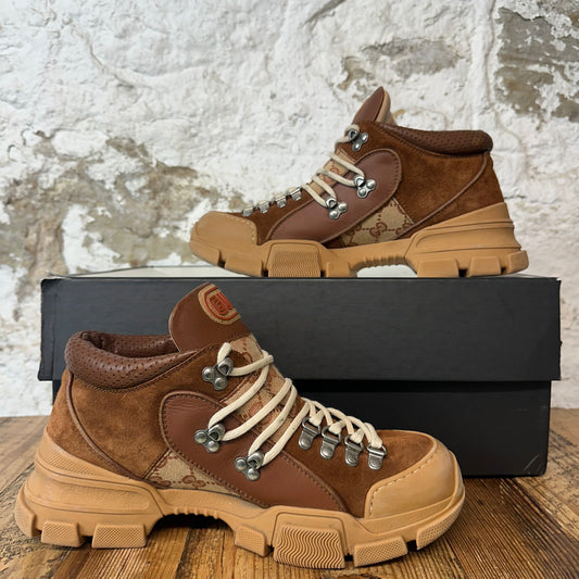 Gucci Brown GG Monogram Flashtrek Sneaker Sz 7.5