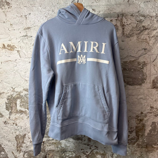 Amiri White Bar Logo Hoodie Light Blue Sz XS