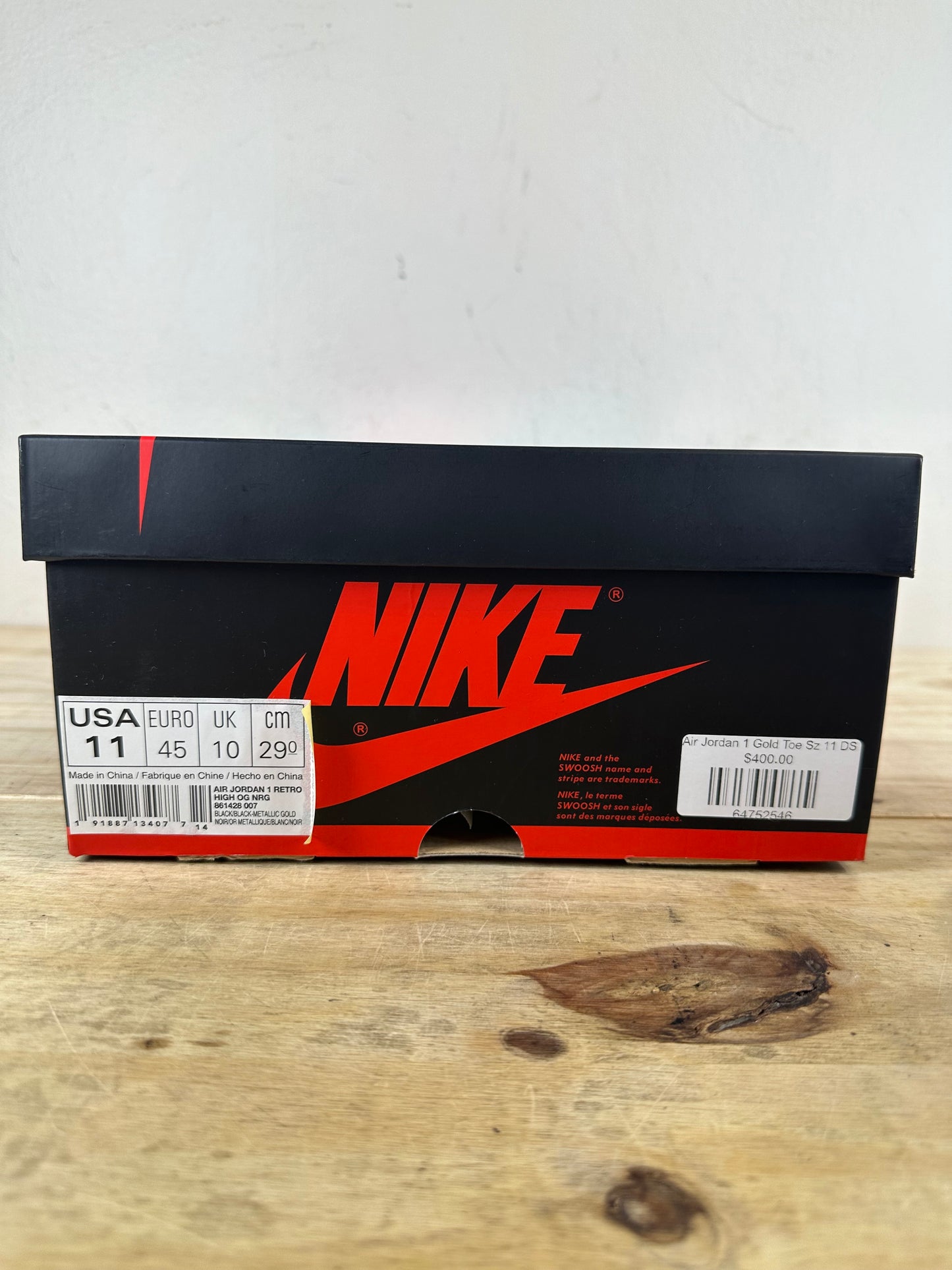 Air Jordan 1 High Patent Gold Toe Sz 11 DS