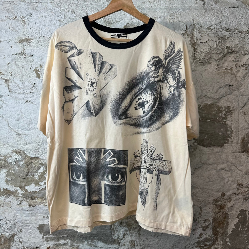 Vertabrae Mixed Emotions Cream T-Shirt Sz M