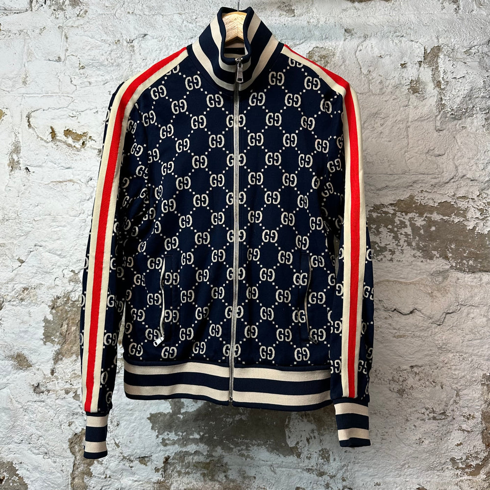 Gucci GG Monogram Navy Track Jacket Sz S