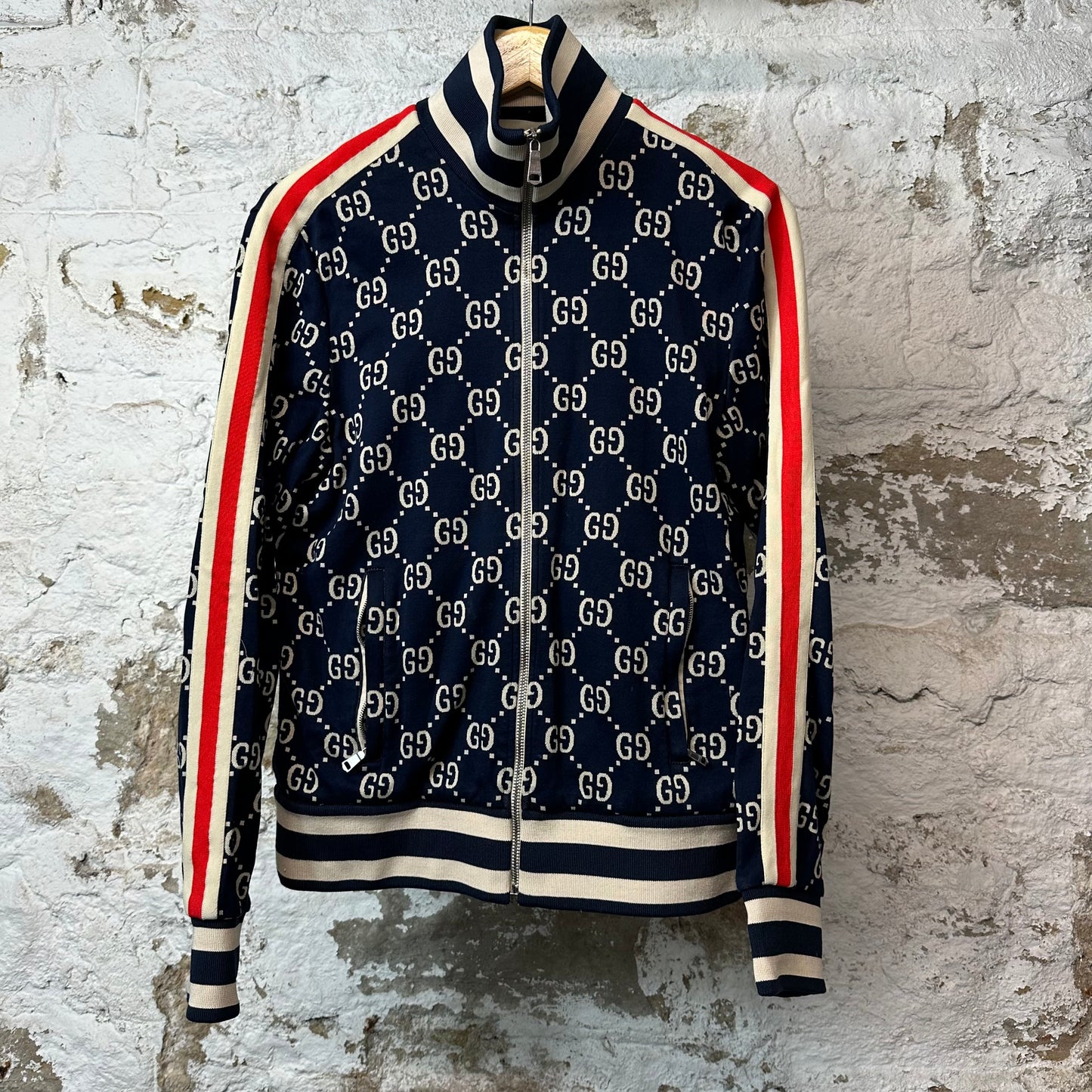 Gucci GG Monogram Navy Track Jacket Sz S