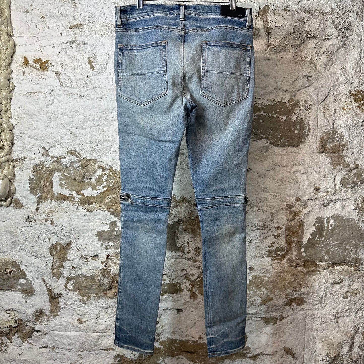 Amiri MX2 Yellow Brown Patch Blue Denim Jeans Sz 34