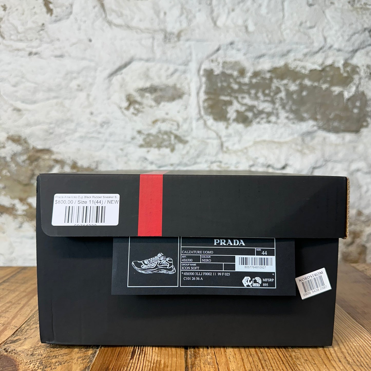 Prada Americas Cup Black Rubber Sneaker Sz 11 (44) DS