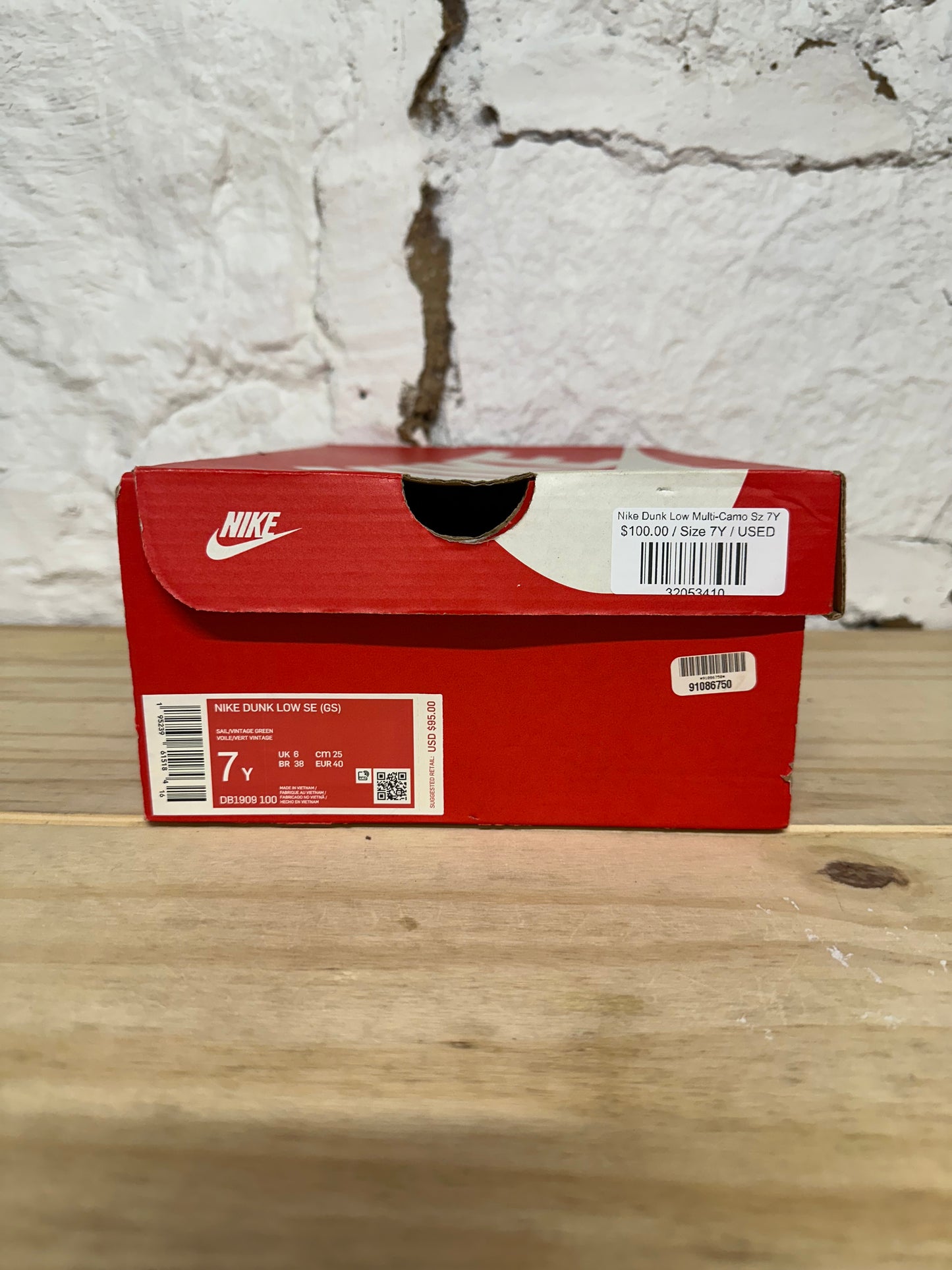 Nike Dunk Low Sail Multi-Camo Sz 7Y