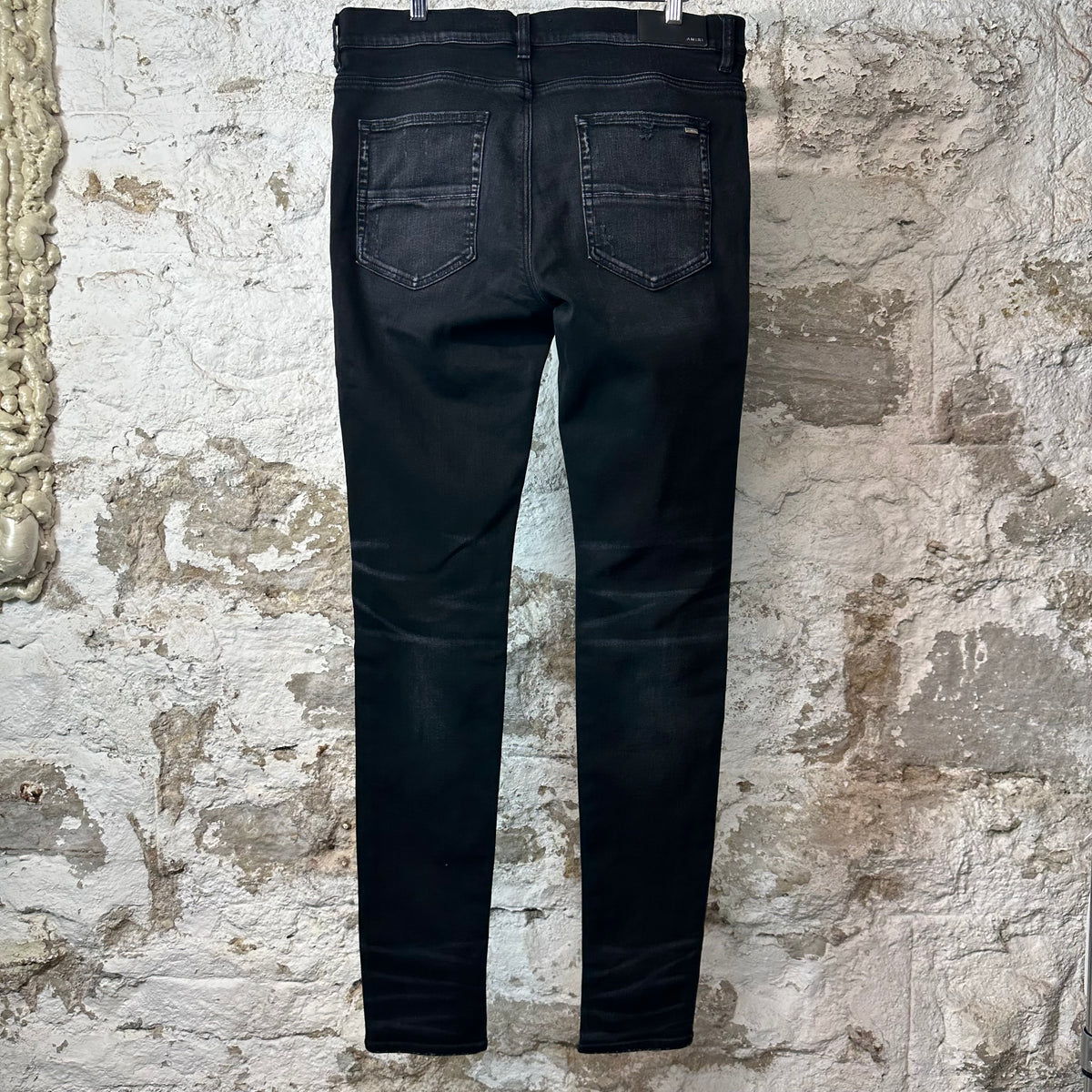 Amiri MX1 Black White Woven Black Denim Jeans Sz 36