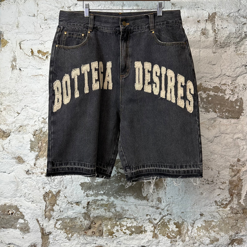 Bottega Desires Spellout Denim Jean Shorts Sz 36