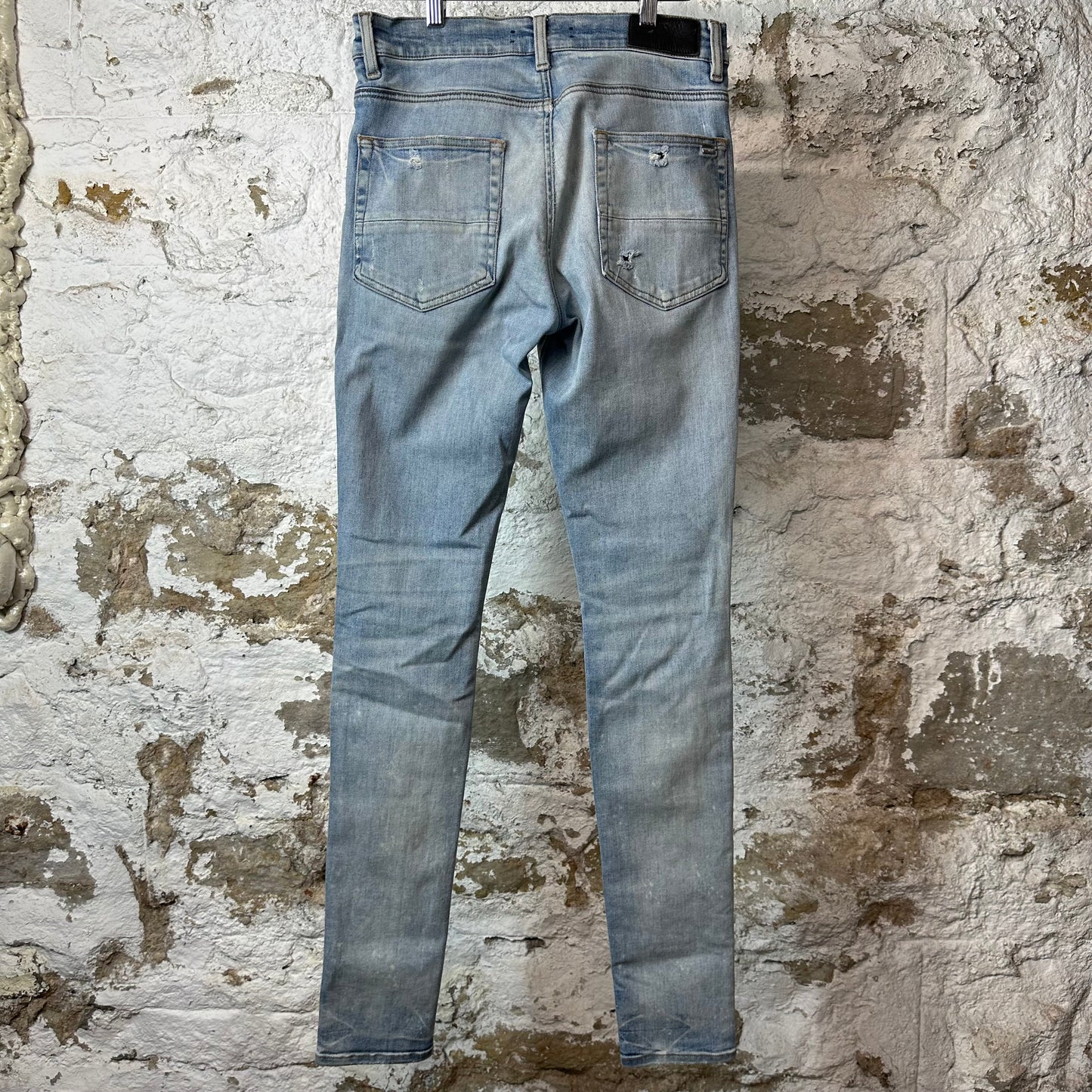 Amiri MX1 Black Paisley Thrasher Blue Denim Jeans Sz 30