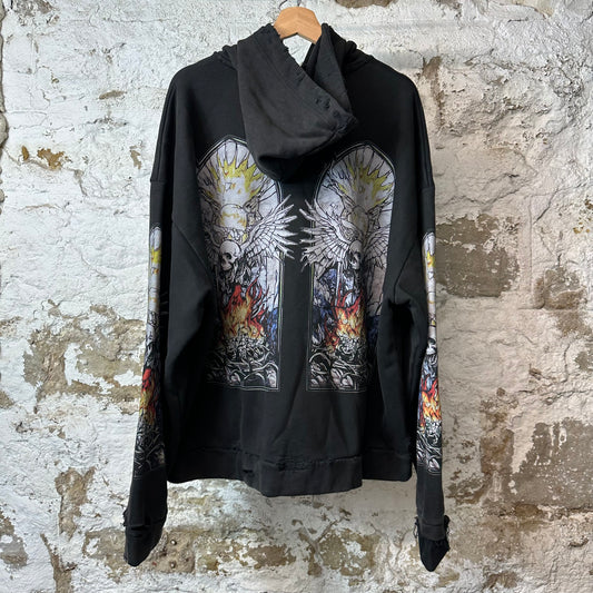 Who Decides War Skull Stained Glass Black Hoodie Sz XL