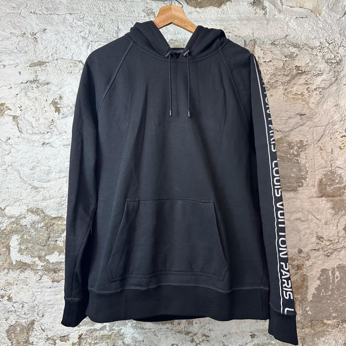 Louis Vuitton Sleeve Repeat Logo Black Hoodie Sz XL