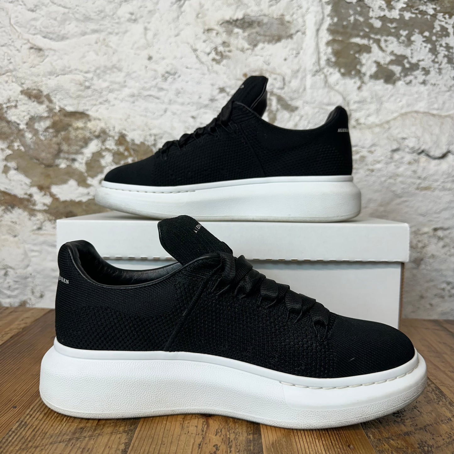 Alexander Mcqueen Black Knit White Sneaker Sz 7 (40) No Box