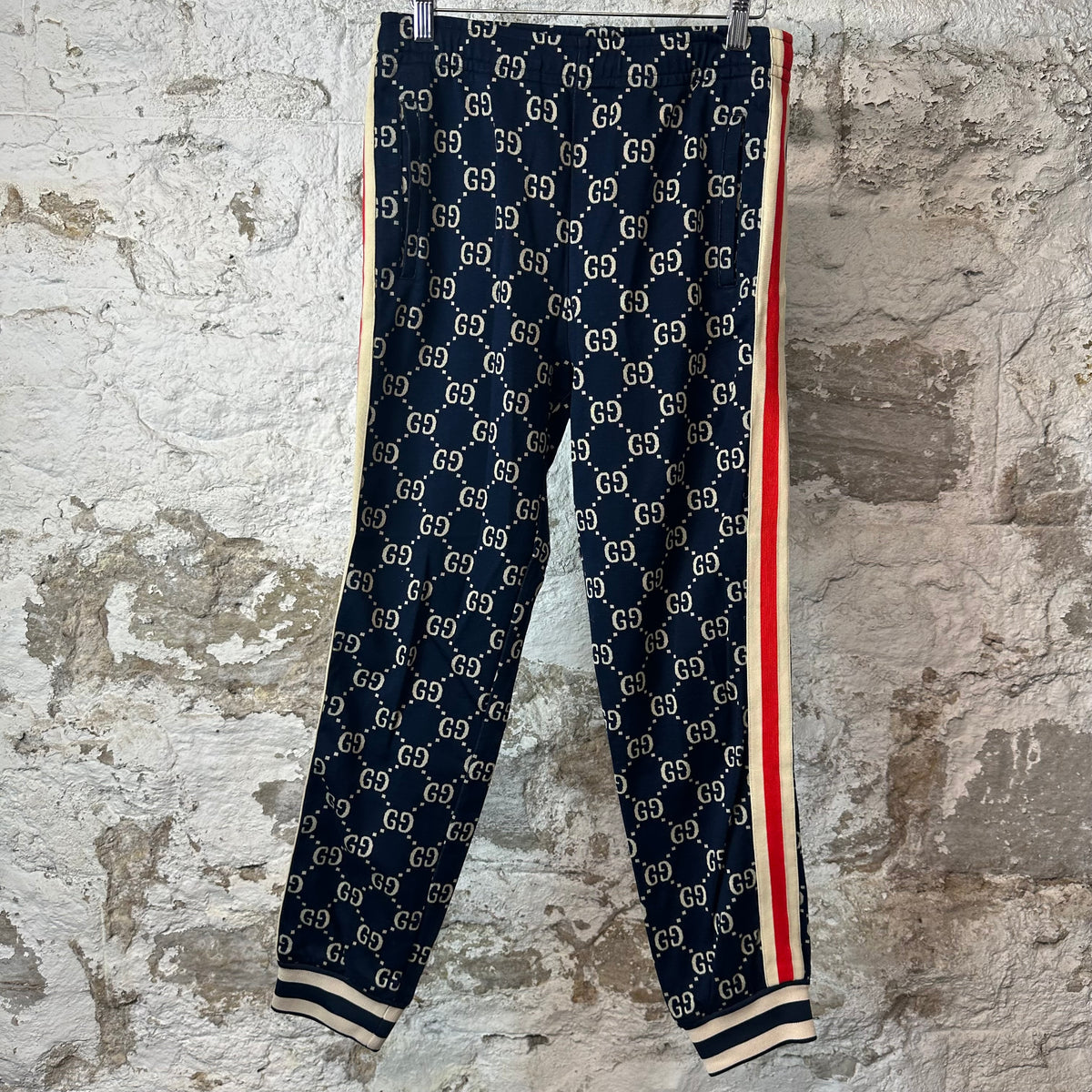 Gucci Navy GG Monogram Track Pants Sz S
