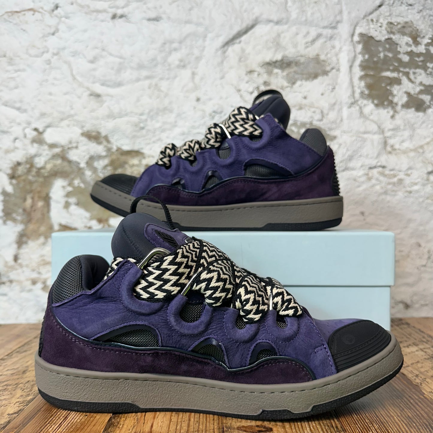Lanvin Curb Striped Lace Purple Sneaker