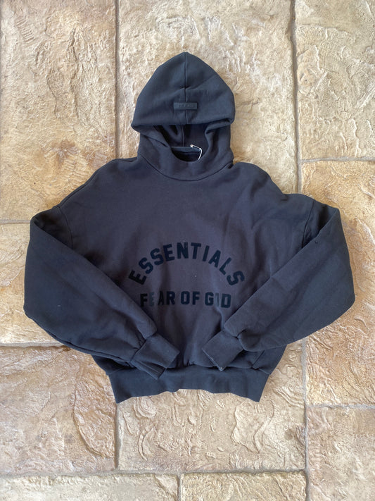 Fear of God Essentials Jet Black Arch Logo Hoodie