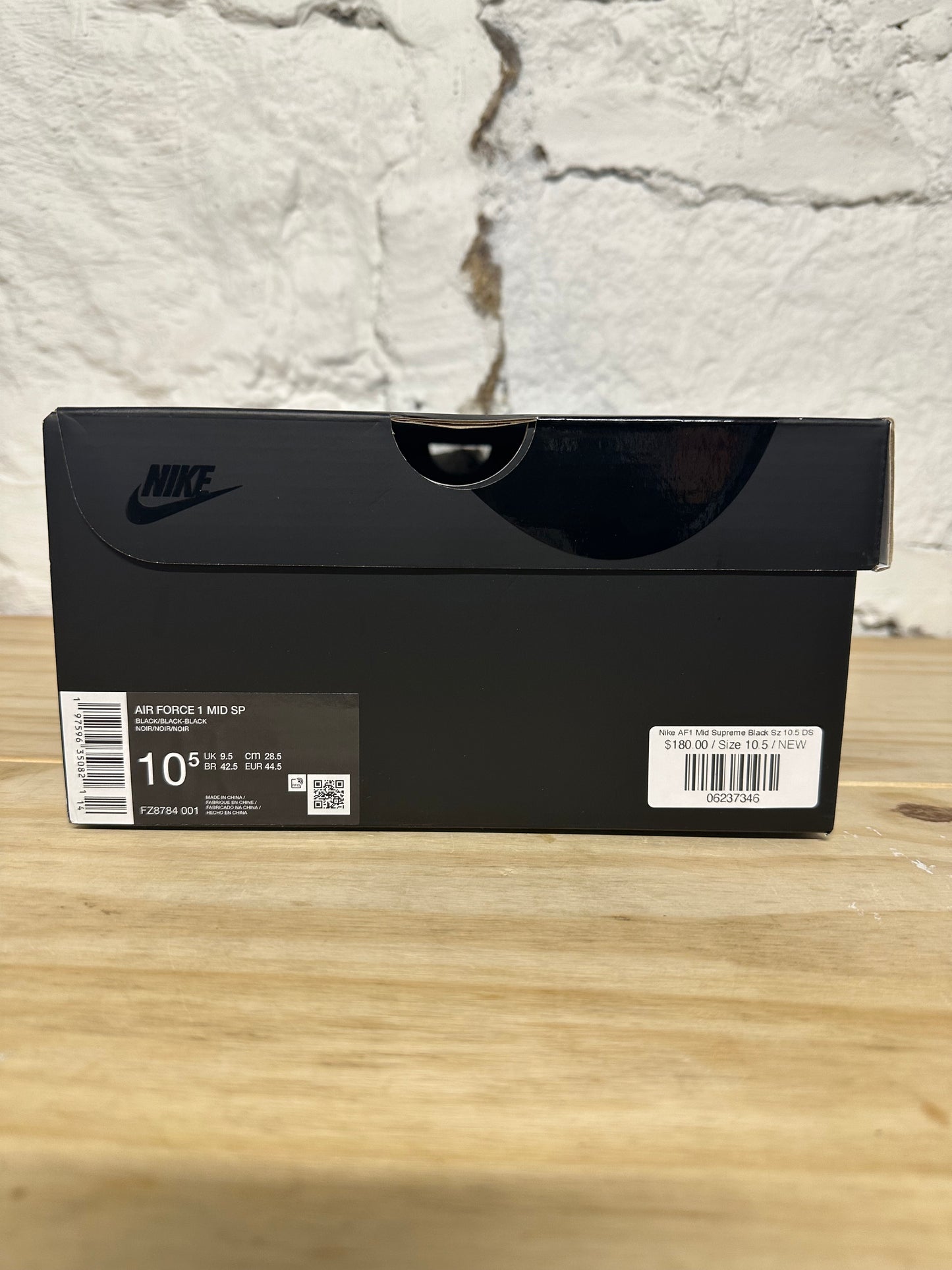 Nike Air Force 1 Mid Supreme Black Sz 10.5 DS