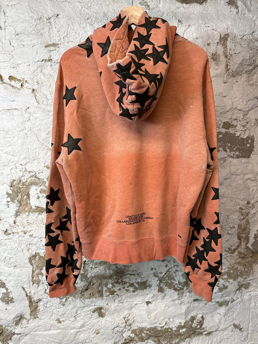 Amiri Black Star Faded Orange Hoodie Sz S