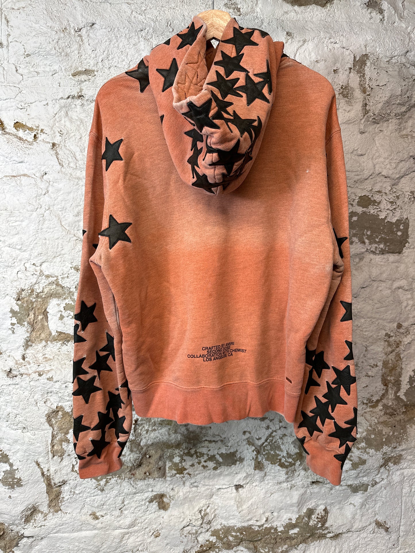 Amiri Black Star Faded Orange Hoodie Sz S