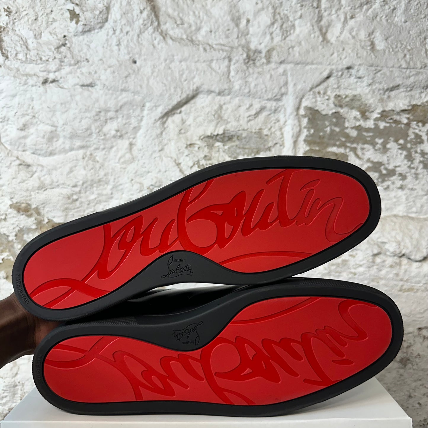 Christian Louboutin Low Black Leather Sneaker Sz 15 (48) No Box