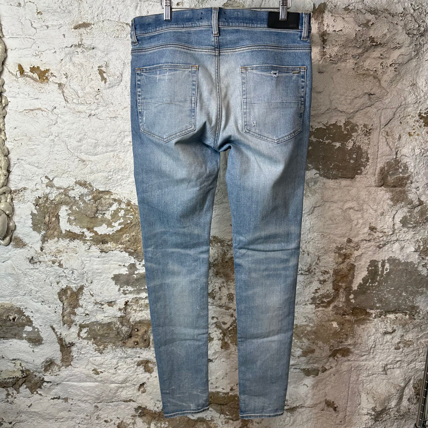 Amiri MX1 Brown Suede Blue Denim Jeans Sz 34