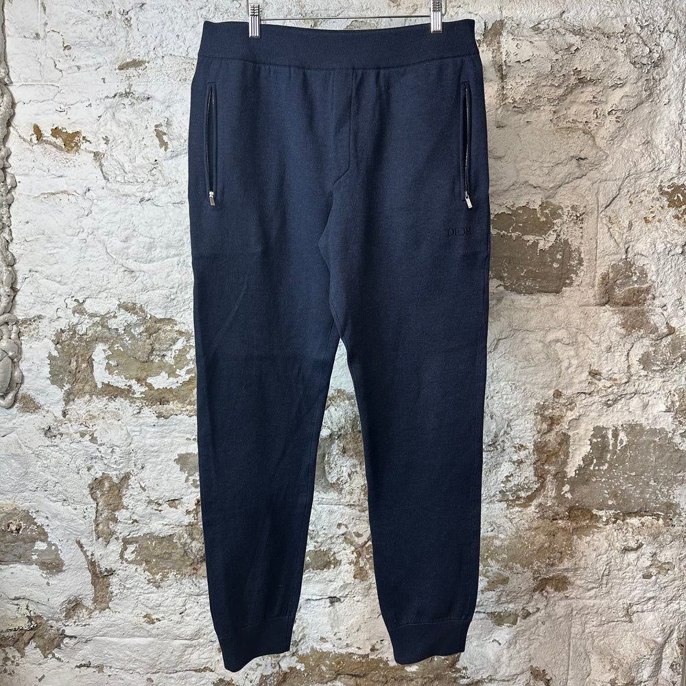 Dior Small Spellout Oblique Navy Jogger Pants Sz L