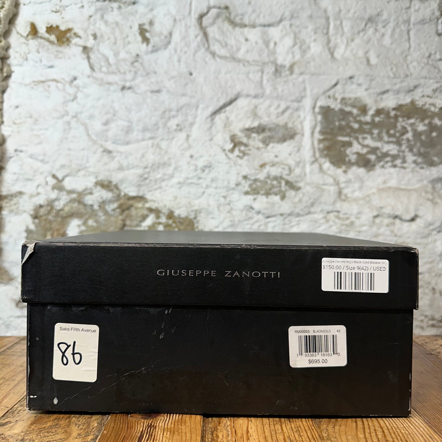Giuseppe Zanotti High Black Gold Blabber Sneaker Sz 9 (42)