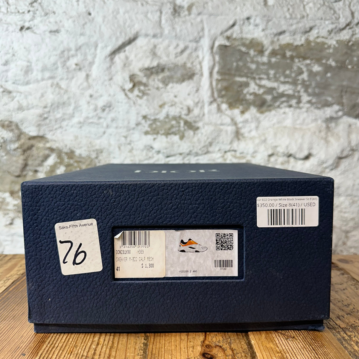 Dior B22 Orange White Black Sneaker Sz 8 (41)