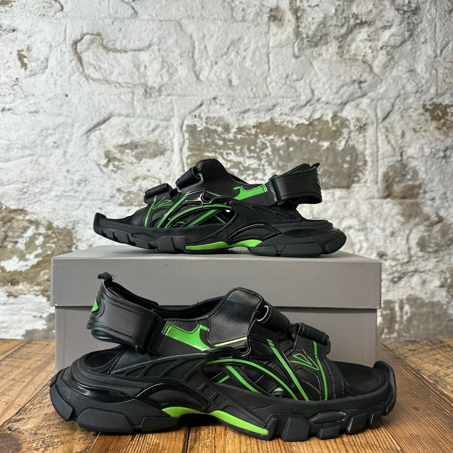 Balenciaga Black Green Track Sandal Sz 10 (43)