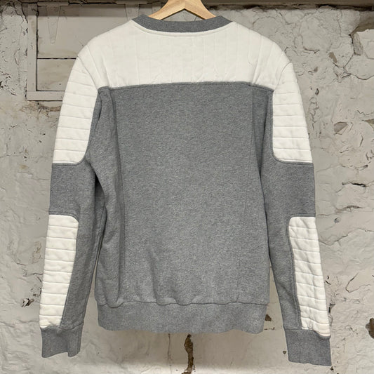 Balmain Paris White Logo Grey Crewneck Sz M