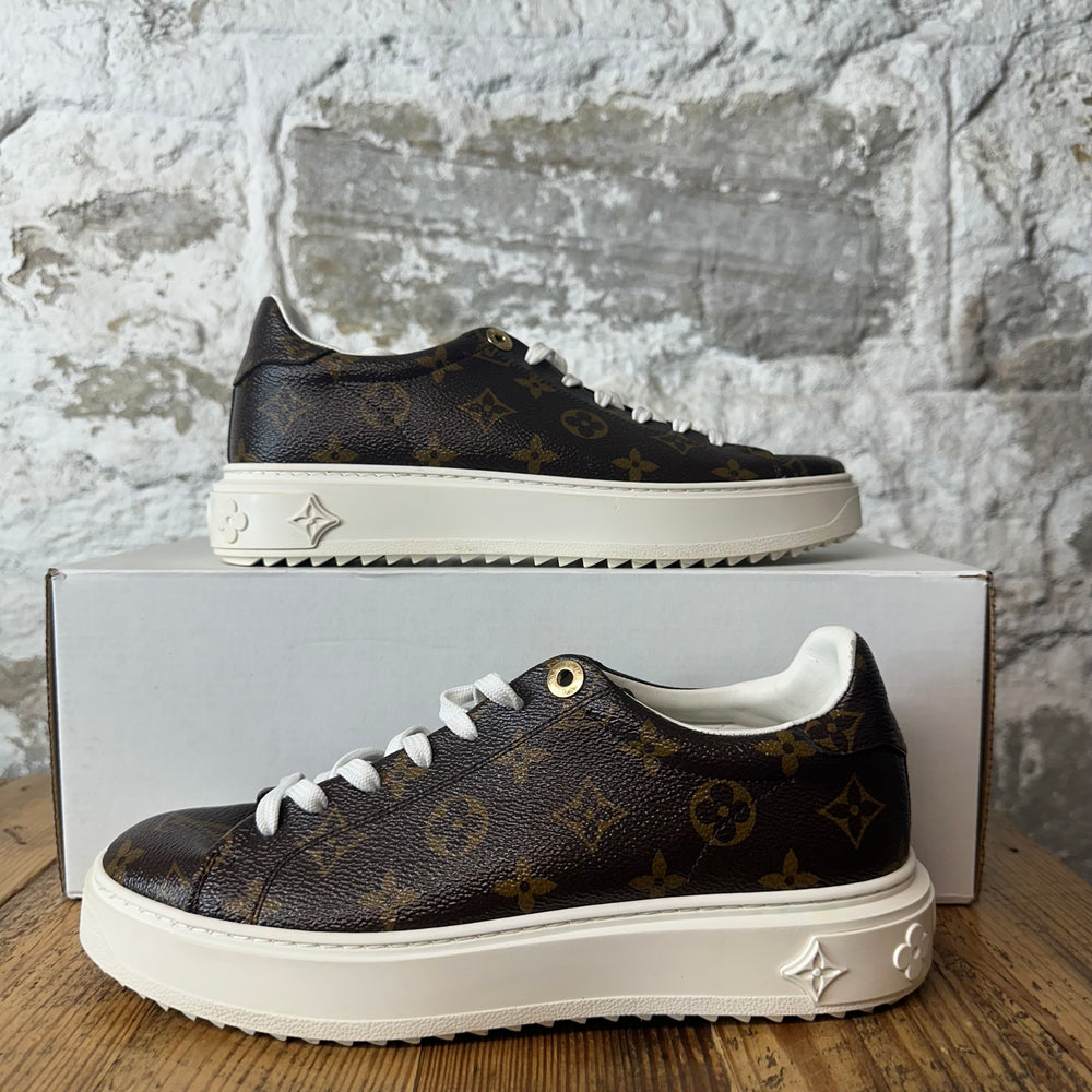 Louis Vuitton Brown Monogram Time Out White Sneaker Sz 6 (38.5)