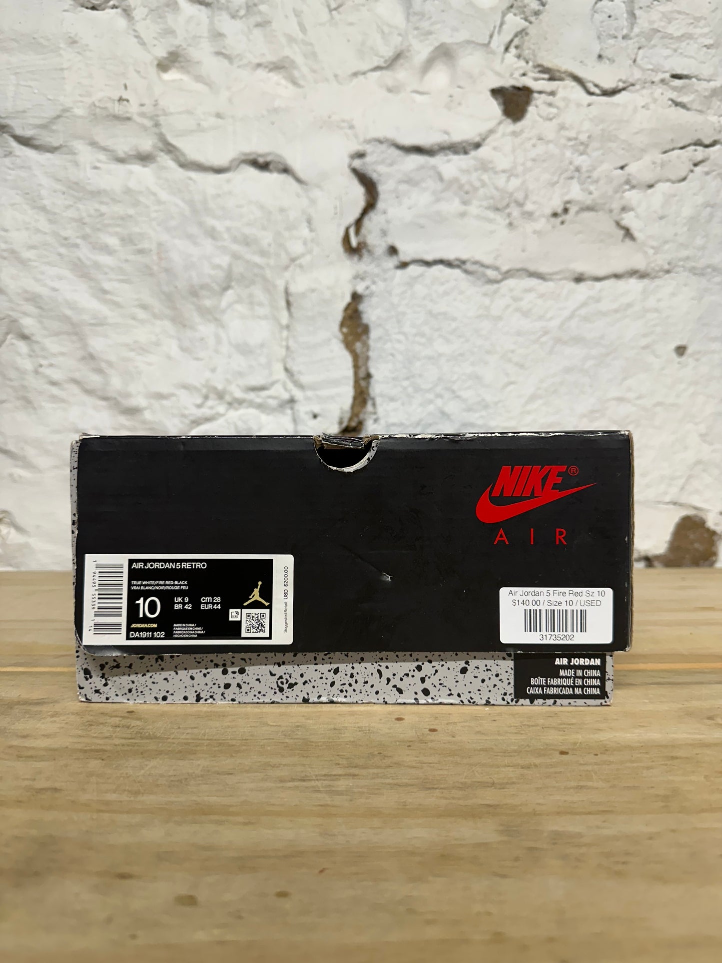 Air Jordan 5 Fire Red Silver Tongue Sz 10
