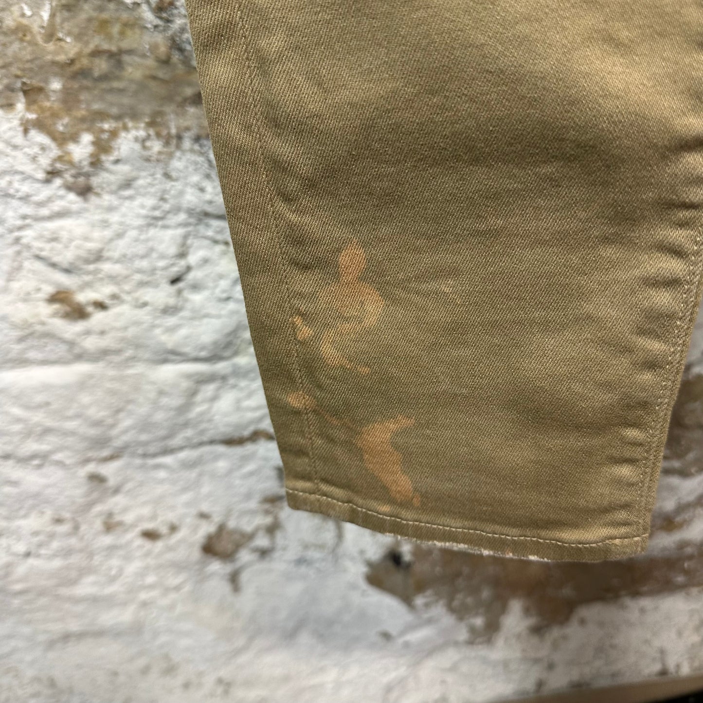 Amiri MX1 Tan Leather Tan Denim Jeans Sz 31 (Stained)