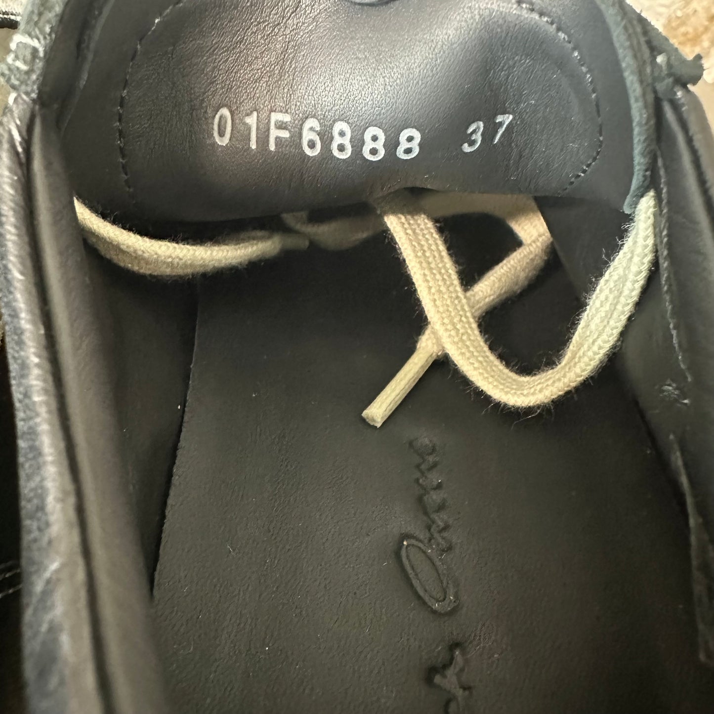 Rick Owens Vintage Black Leather Milk Sneaker Sz 5 (37) DS