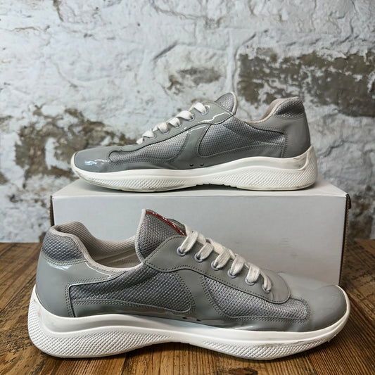 Prada Americas Cup Grey Patent White Sneaker Sz 11