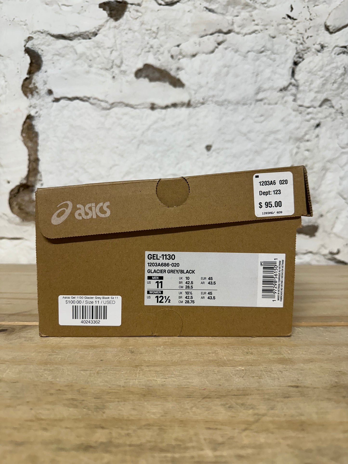 Asics Gel-1130 Glacier Grey Black Sz 11