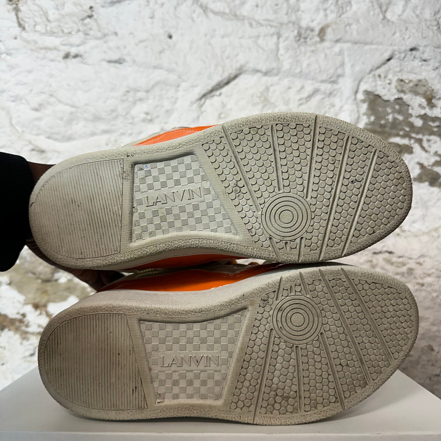 Lanvin Curb Orange Lace White Orange Sneaker Sz 6.5 (39) No Box