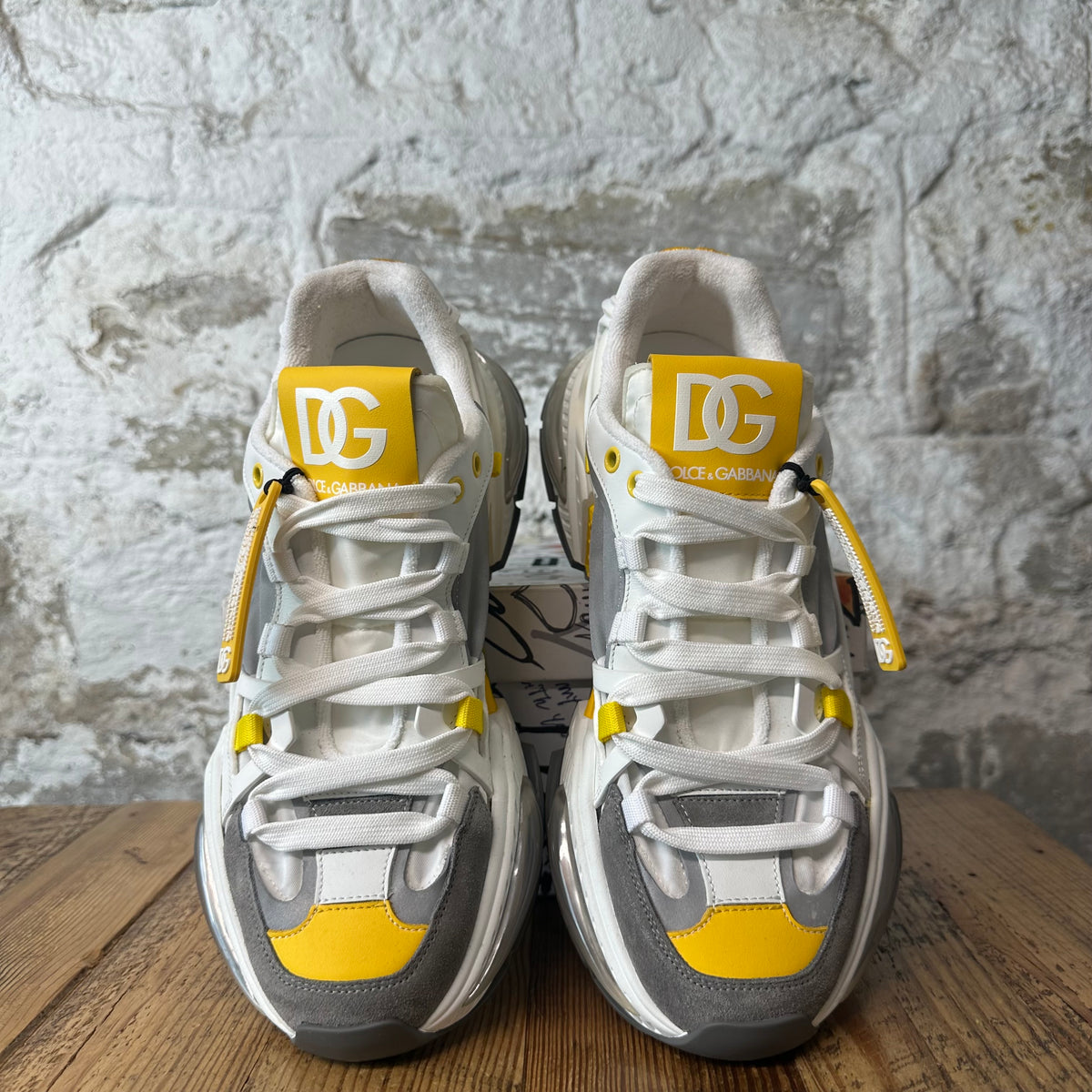 Dolce Gabbana White Grey Yellow Air Master Sneaker Sz 10 (43)