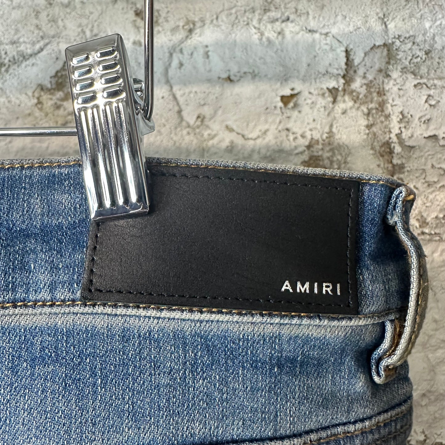 Amiri Plain Blue Distressed Denim Jeans Sz 40