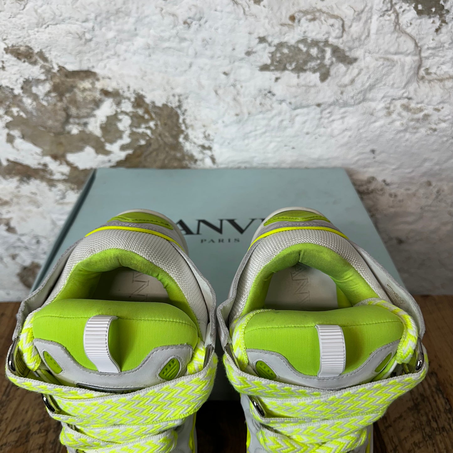 Lanvin Curb Yellow Neon Lace White Sneaker Sz 9 (42)