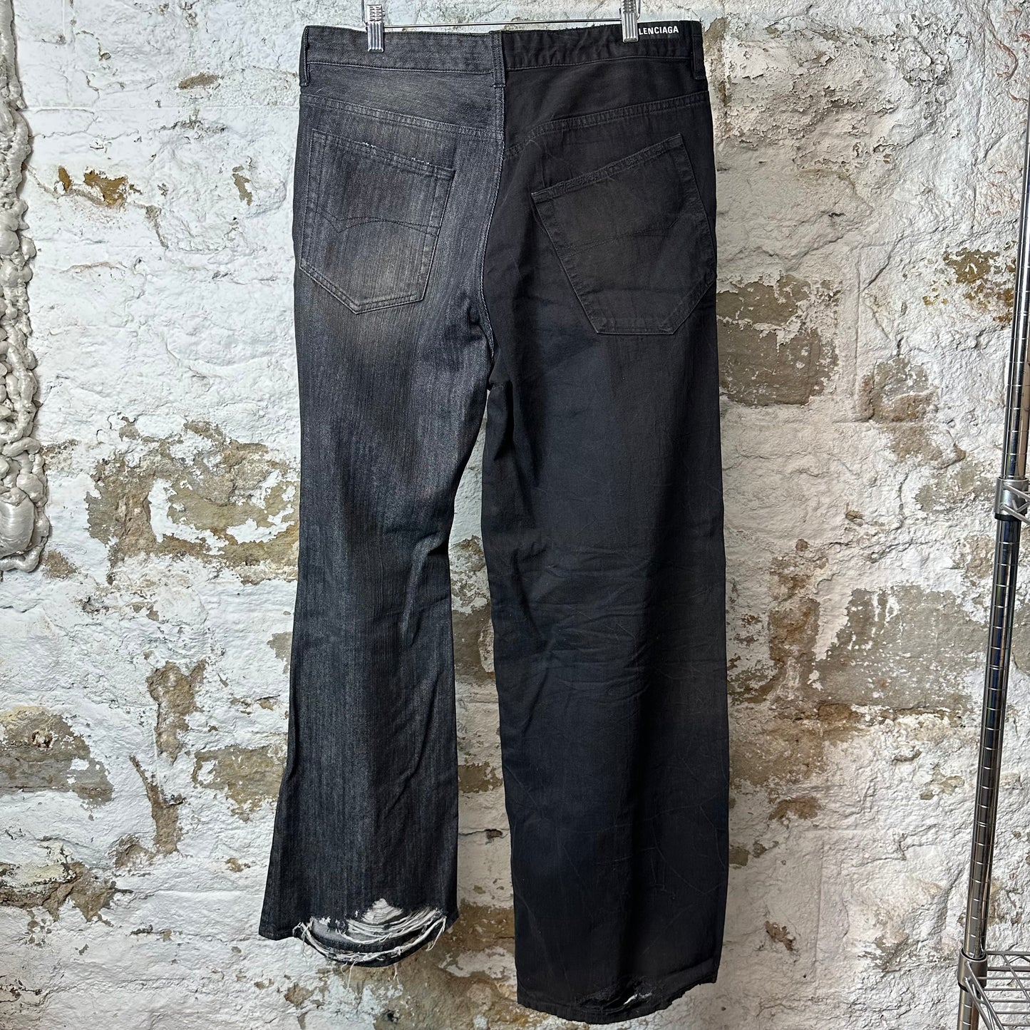 Balenciaga Fifty-Fifty Black Denim Jeans Sz L DS