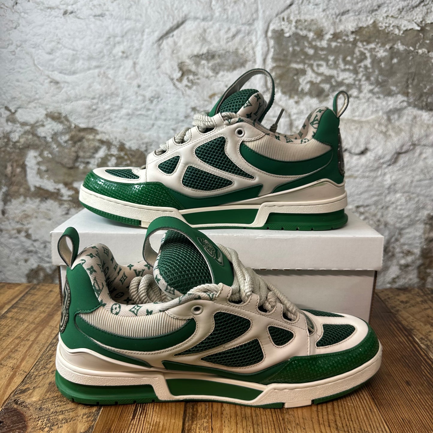 Louis Vuitton Green White Skate Sneaker Sz 12 (10.5LV)