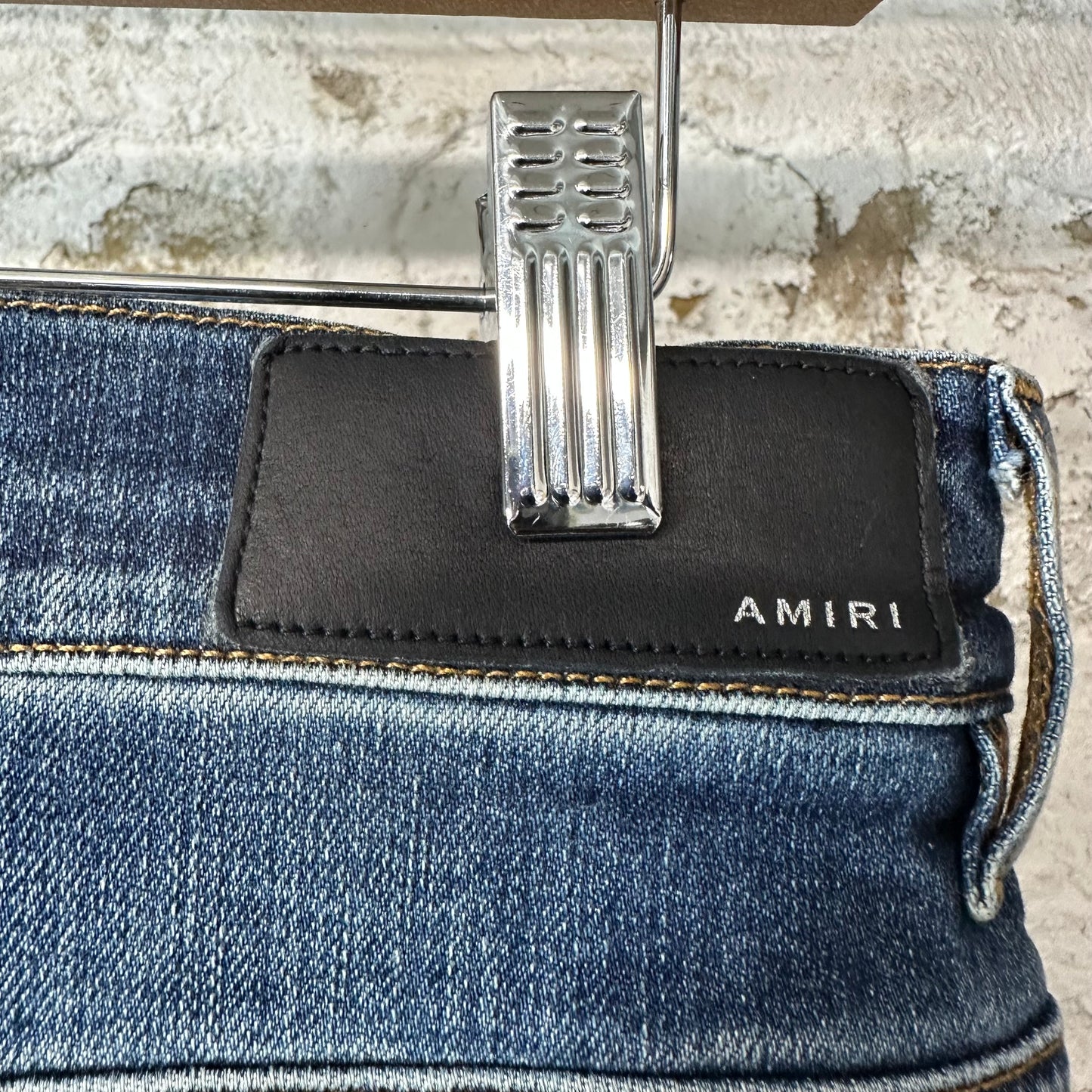 Amiri MX1 Blue Plaid Flannel Dark Blue Denim Jeans Sz 31