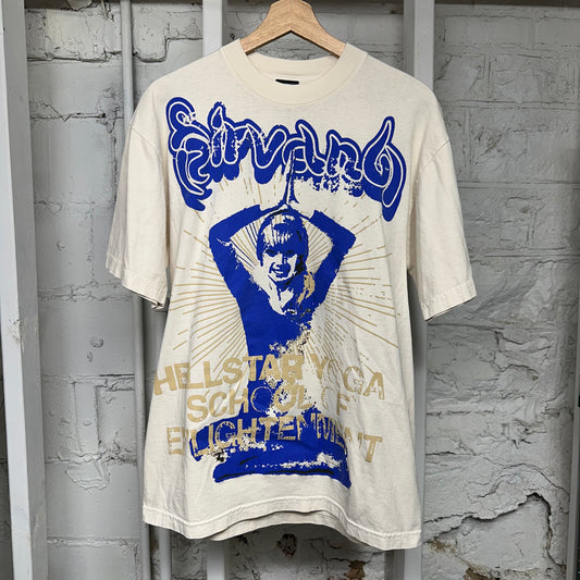 Hellstar Yoga Cream Blue T-Shirt Sz M