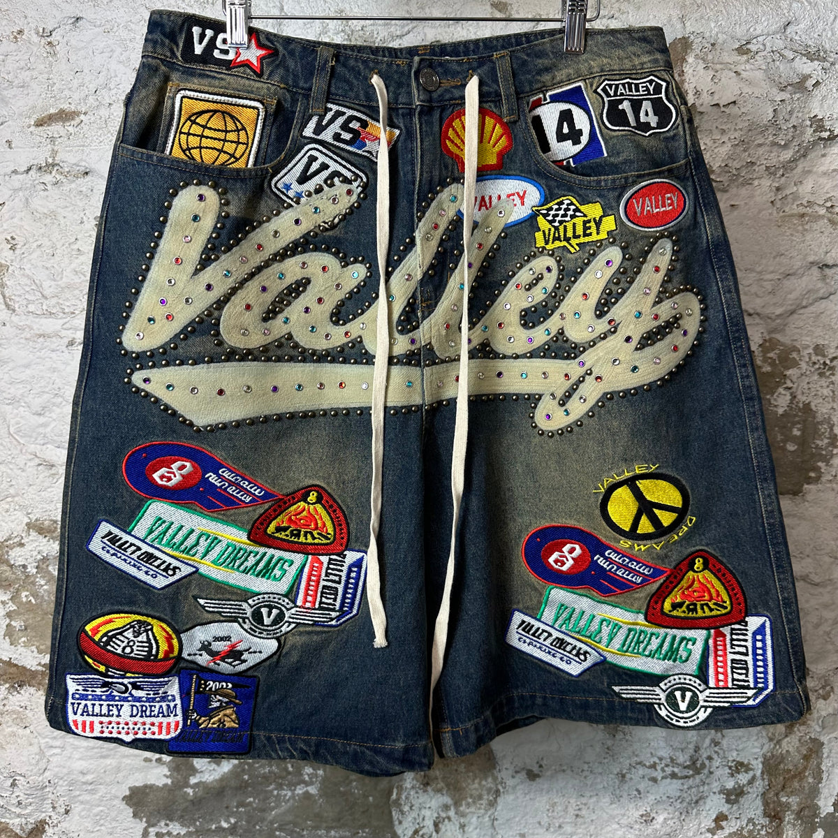 Vale 1980's Patchwork Blue Jean Shorts Sz 30