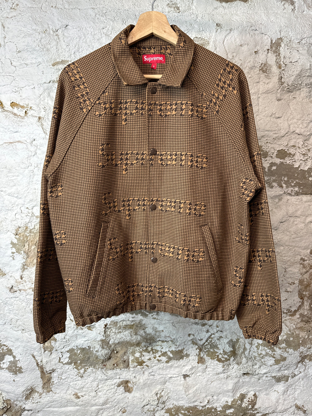 Supreme Brown Tweed Spellout Jacket Sz S