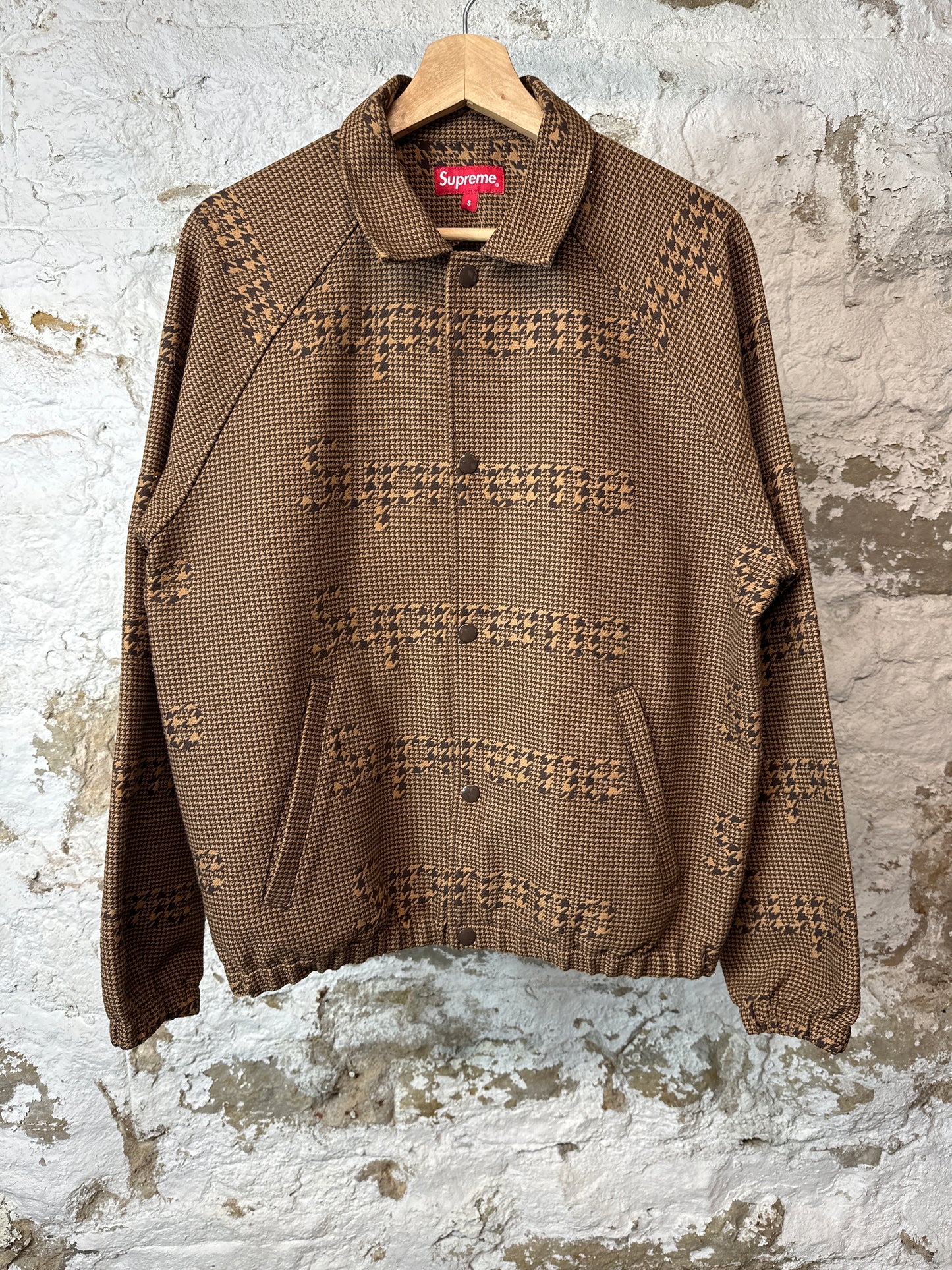 Supreme Brown Tweed Spellout Jacket Sz S