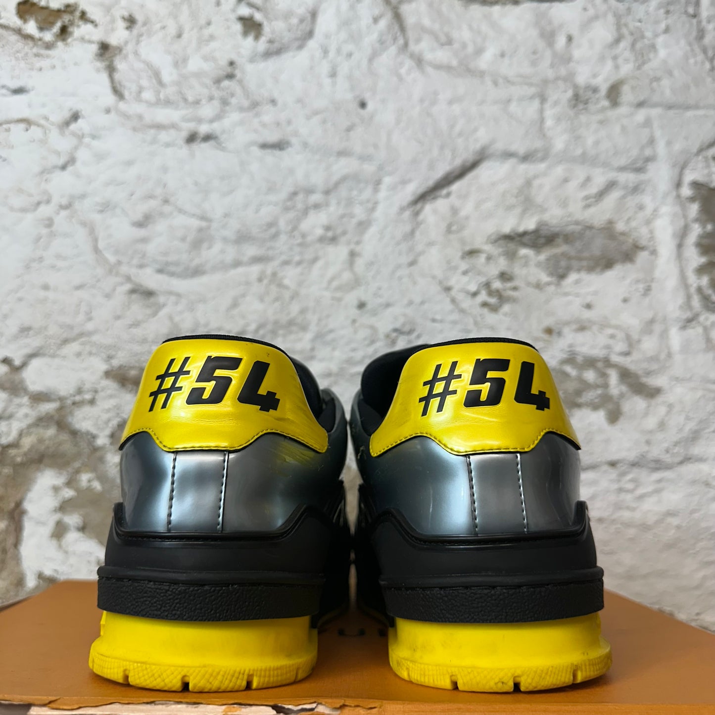 Louis Vuitton Black Grey Yellow Trainer Sneaker Sz 10 (8.5LV)