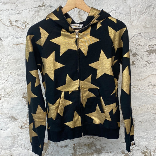 Bape Golden Star Full Zip Hoodie Black Sz XS