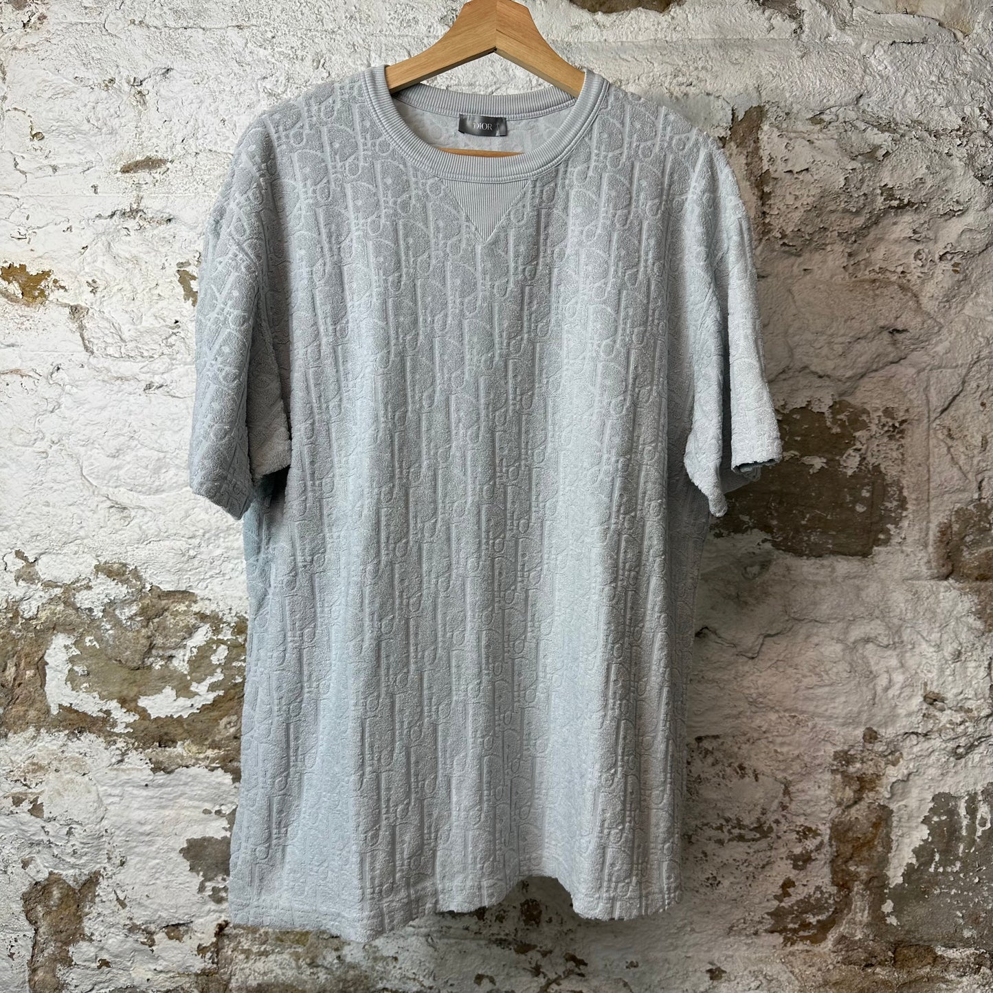 Dior Oblique Towel Monogram T-shirt Blue Sz L