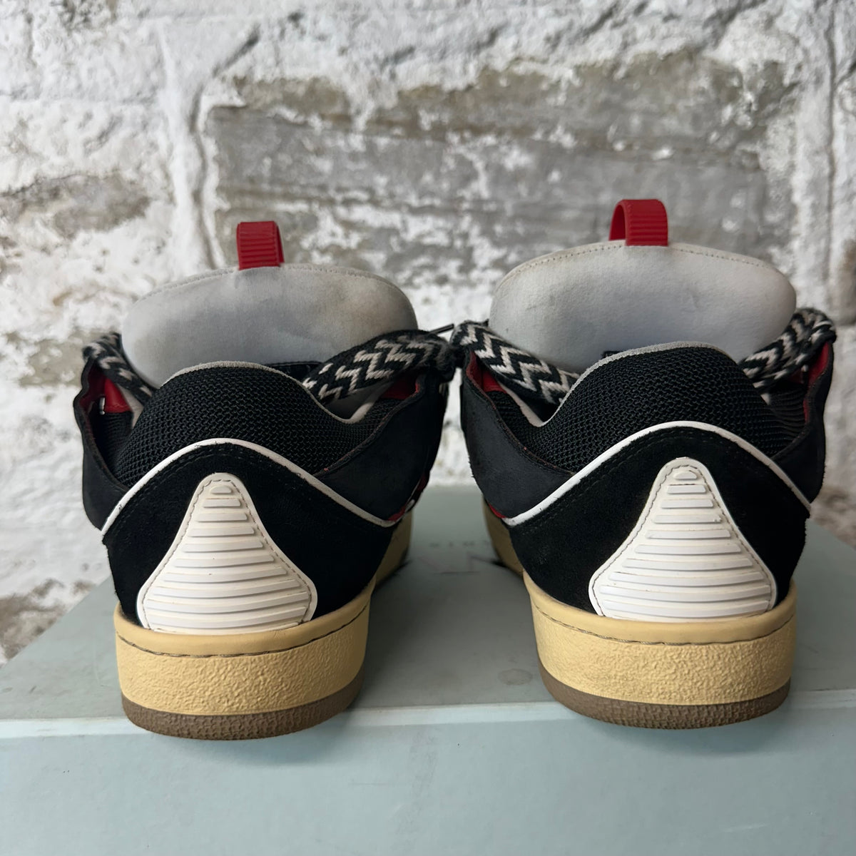 Lanvin Curb Black Red White Sneaker Sz 7 (40)