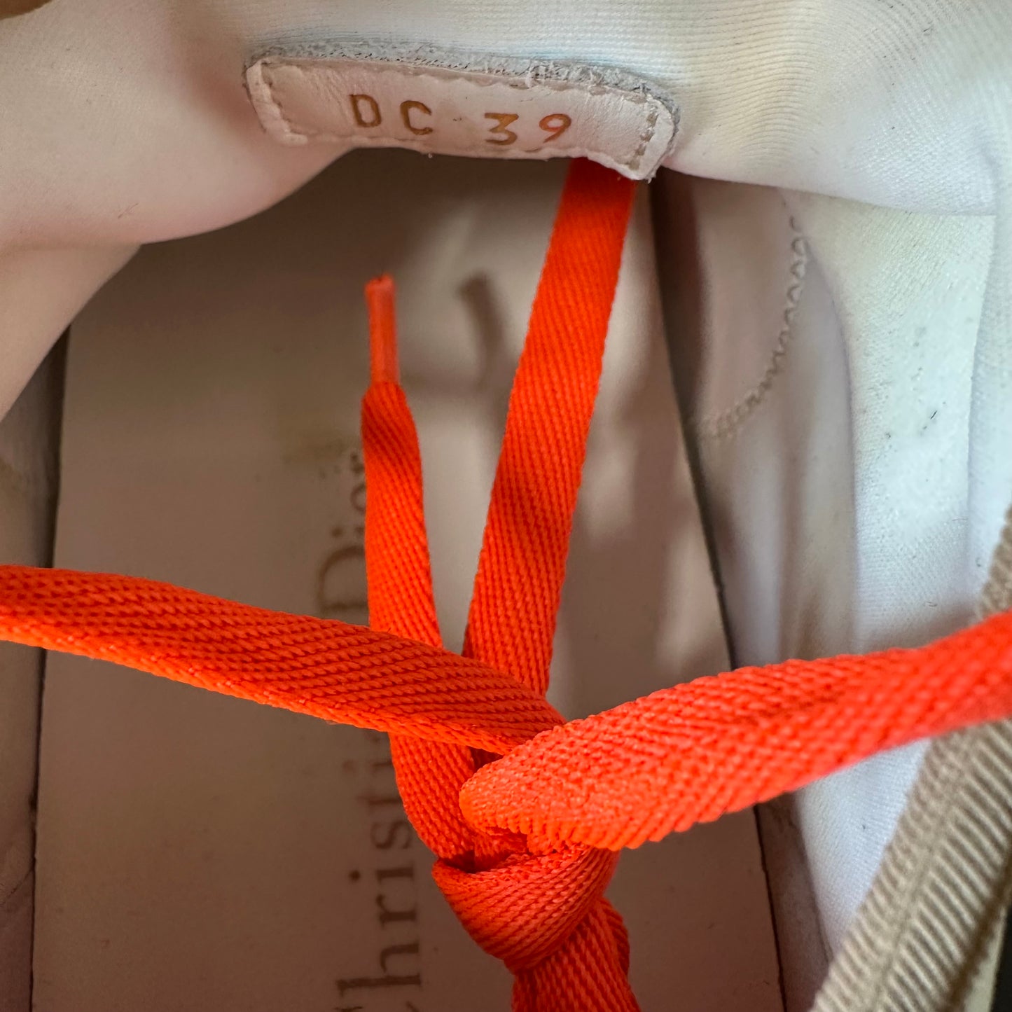 Dior D Connect White Orange Beige Neoprene Sneaker Sz 6.5 (39)